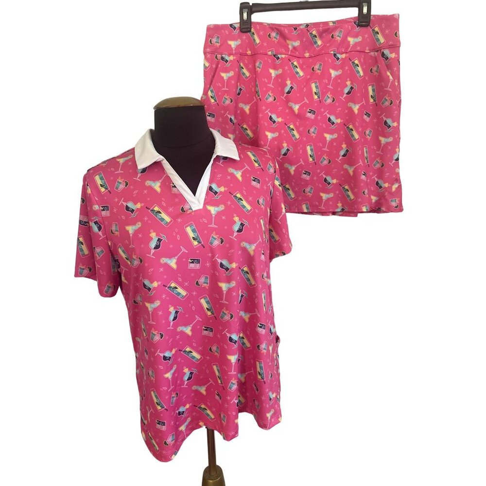 Vibrant Pink Patterned Women's Skort